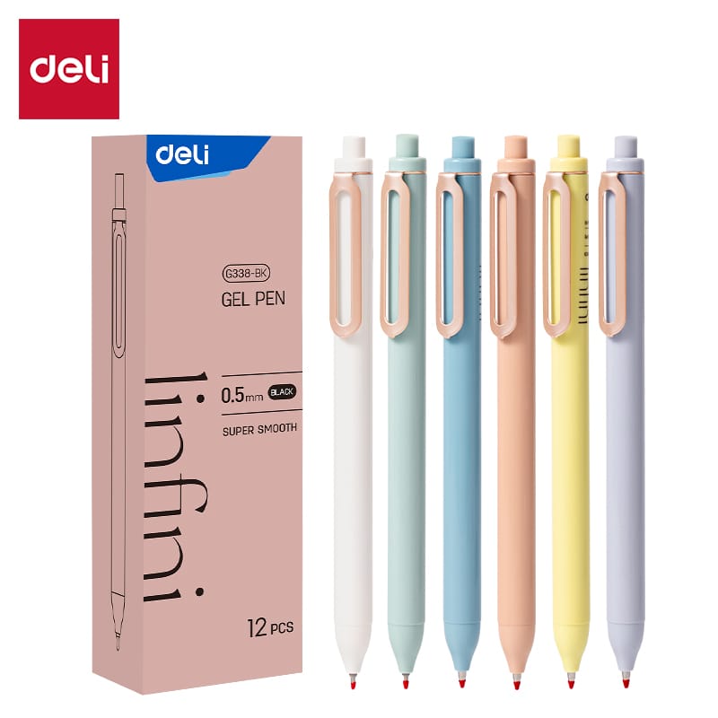 Długopis żelowy Super Smooth czarny Linfini mix kolorów obudowy EG338-BK DELI