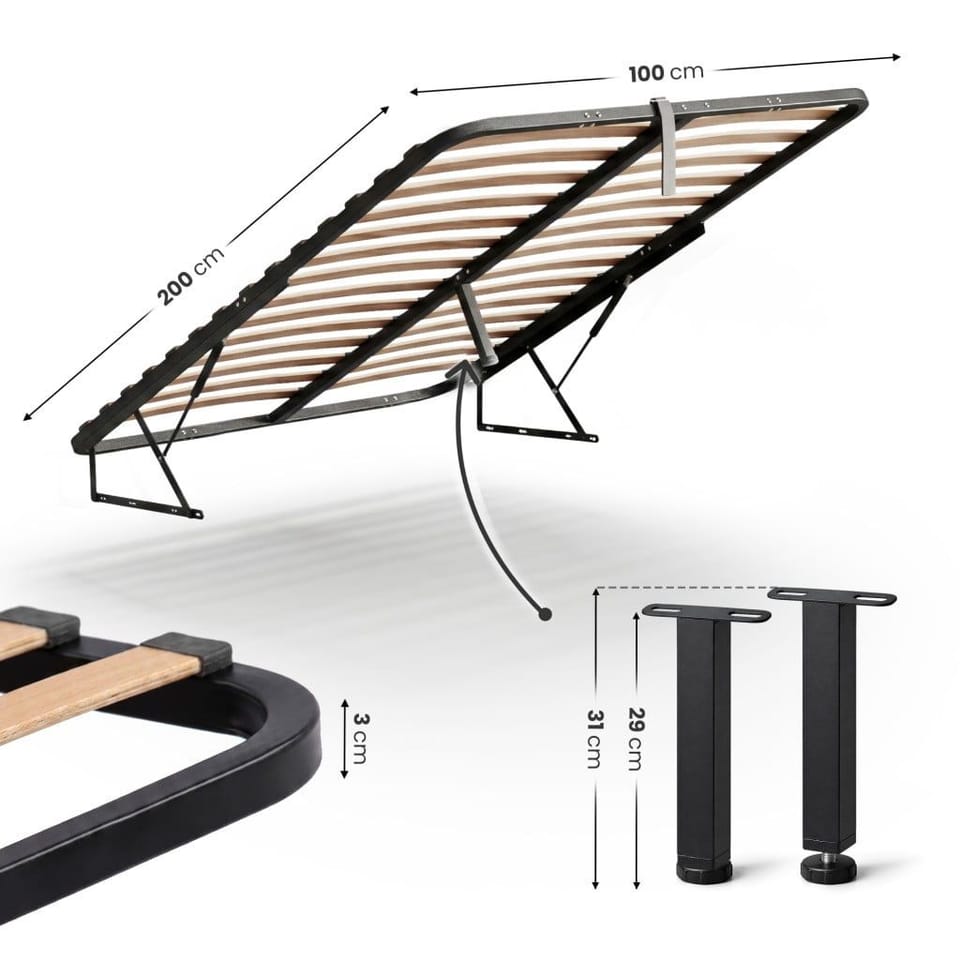 Stelaż metalowy do łóżka z mechanizmem podnoszenia 28 listew dzielony 100x200 cm