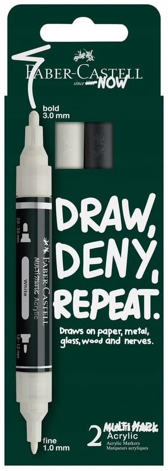 Marker akrylowy Multimark dwie końcówki 2 kolory czarny i biały 186011 Faber-Castell