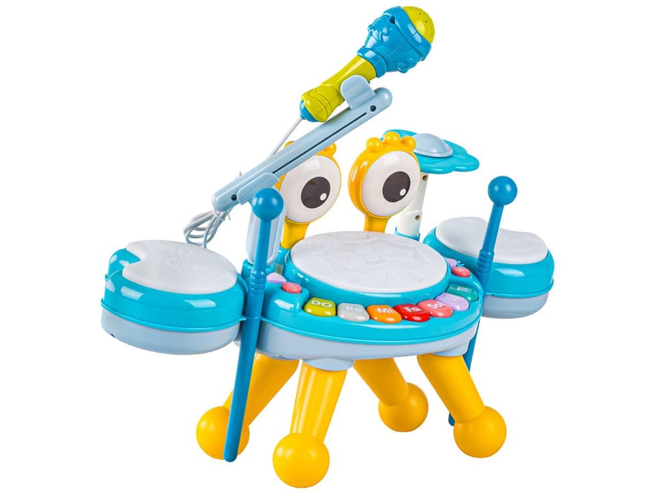 Edukacyjna Mini Perkusja Krab Pianinko Mikrofon Zestaw Muzyczny Niebieski