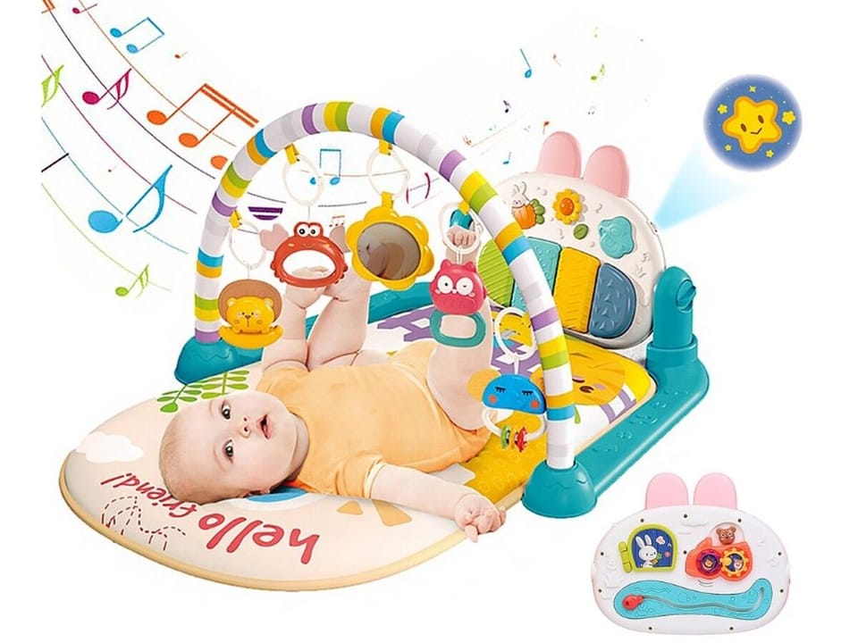 Mata edukacyjna dla dzieci 2w1 Interaktywna Pianinko Grzechotki Projektor