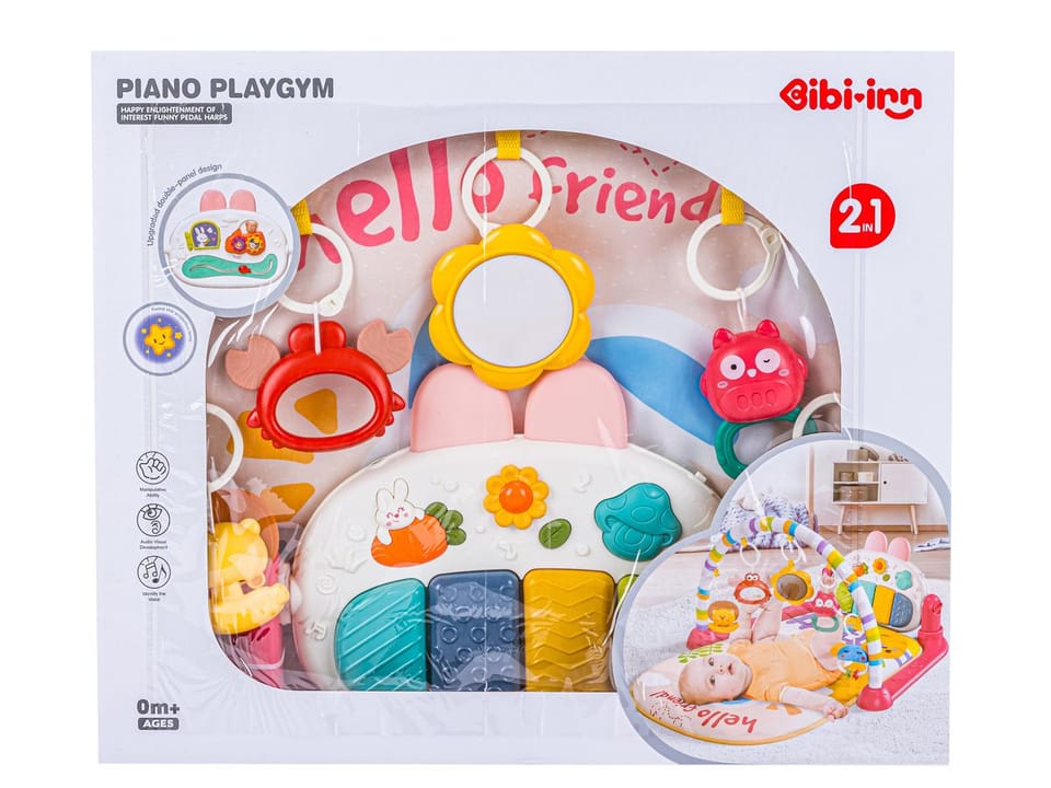 Mata edukacyjna dla dzieci 2w1 Interaktywna Pianinko Grzechotki Projektor