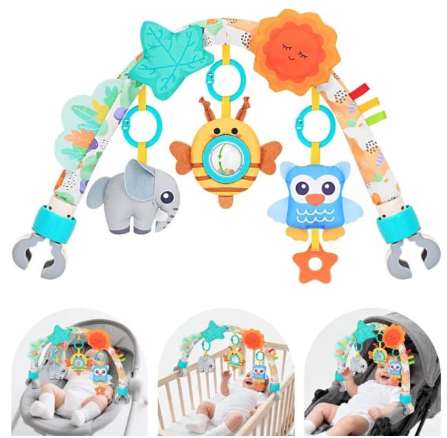 Pałąk Łuk Sensoryczny Z Zabawkami Grzechotki Do Łóżeczka Wózka Fotelika SOWA