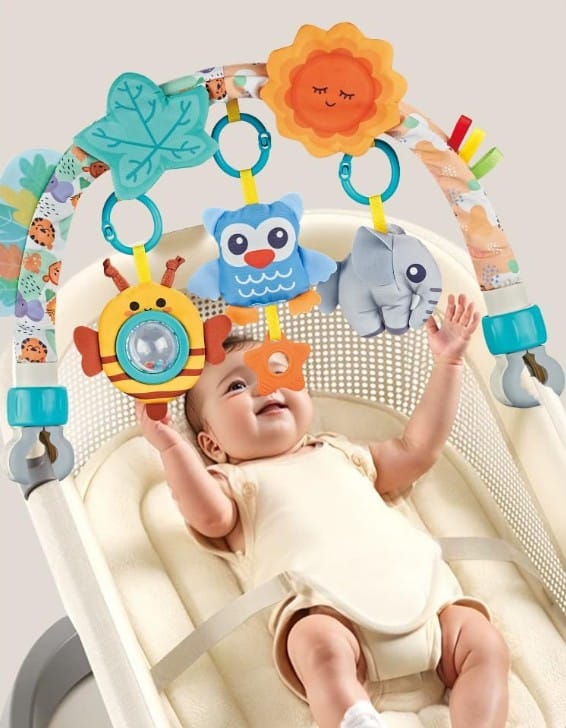 Pałąk Łuk Sensoryczny Z Zabawkami Grzechotki Do Łóżeczka Wózka Fotelika SOWA