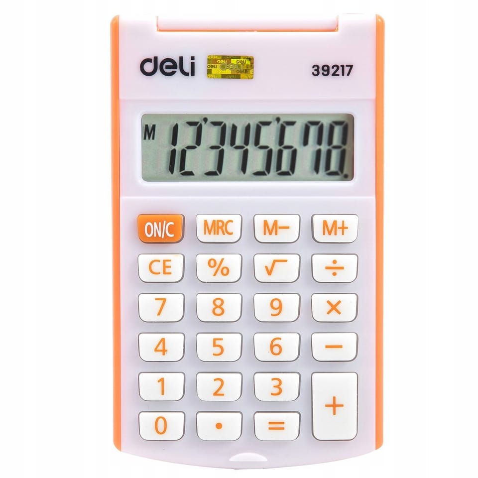 Kalkulator kieszonkowy zamykany 8- pozycyjny pomarańczowy E39217 ORANGE DELI