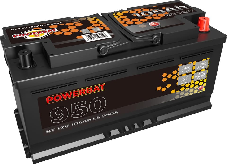 Akumulator AGM samochodowy START-STOP POWERBAT L6 12 V 105 Ah