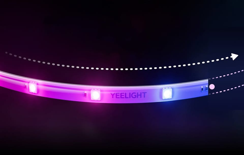 Zbliżenie na diody LED taśmy Yeelight 