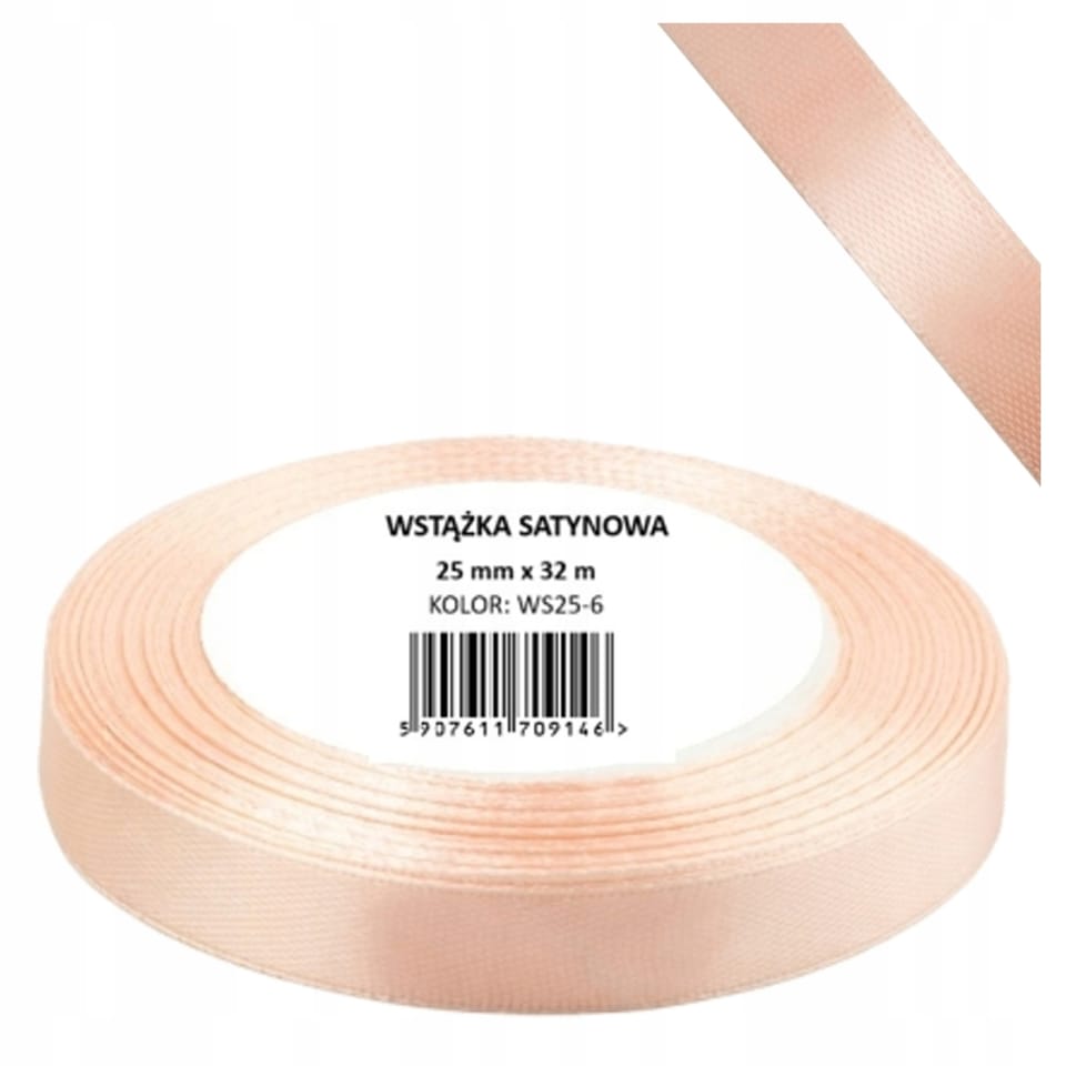 Wstążka satynowa 12mm/32m WS12-6 morelowy BREWIS