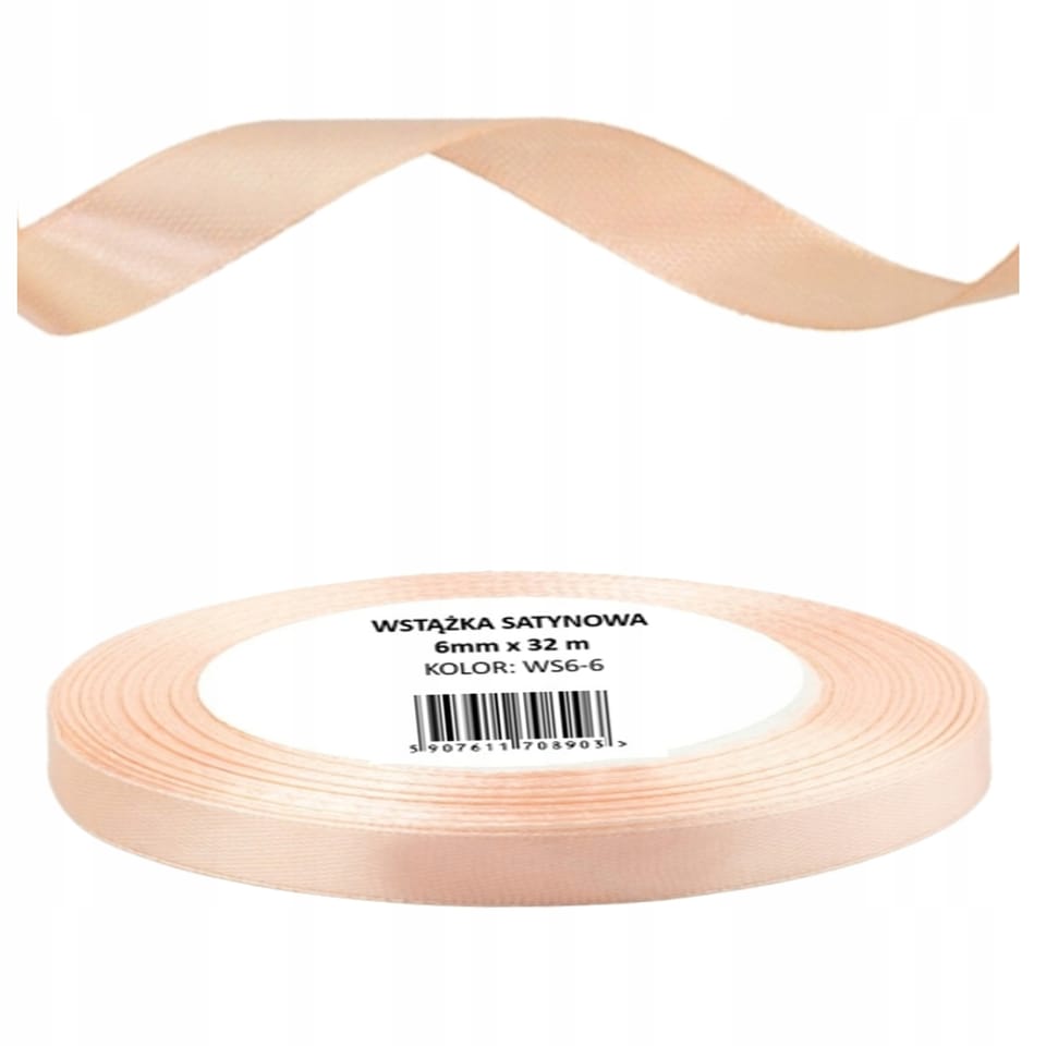 Wstążka satynowa 6mm/32m WS6-6 morelowy BREWIS