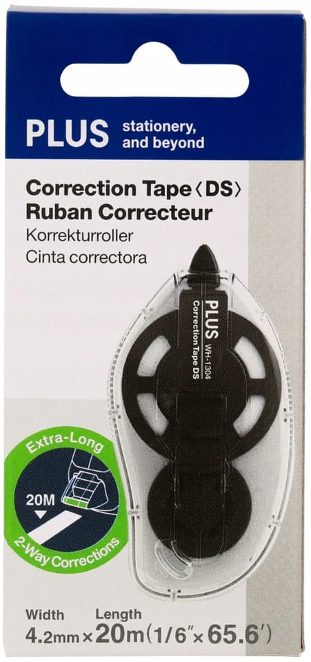 Korektor w taśmie DS WH-1304 czarny 4.2mm x 20m 49573 PLUS