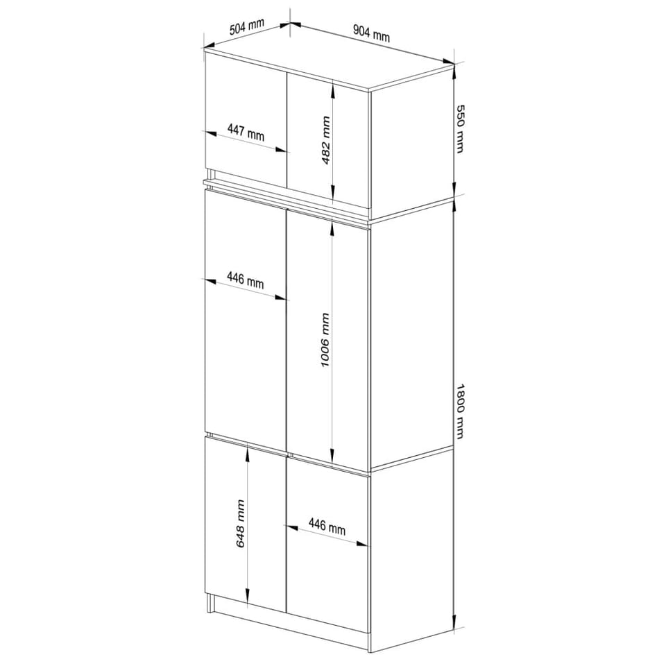 Szafa z nadstawką S 90 cm 6 drzwi 6 półek - biała