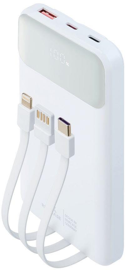 Powerbank Rivacase 10000mAh 22.5W PD 2x USB-C 1x USB-A VA2211 biały + kabel USB-C i Lightning