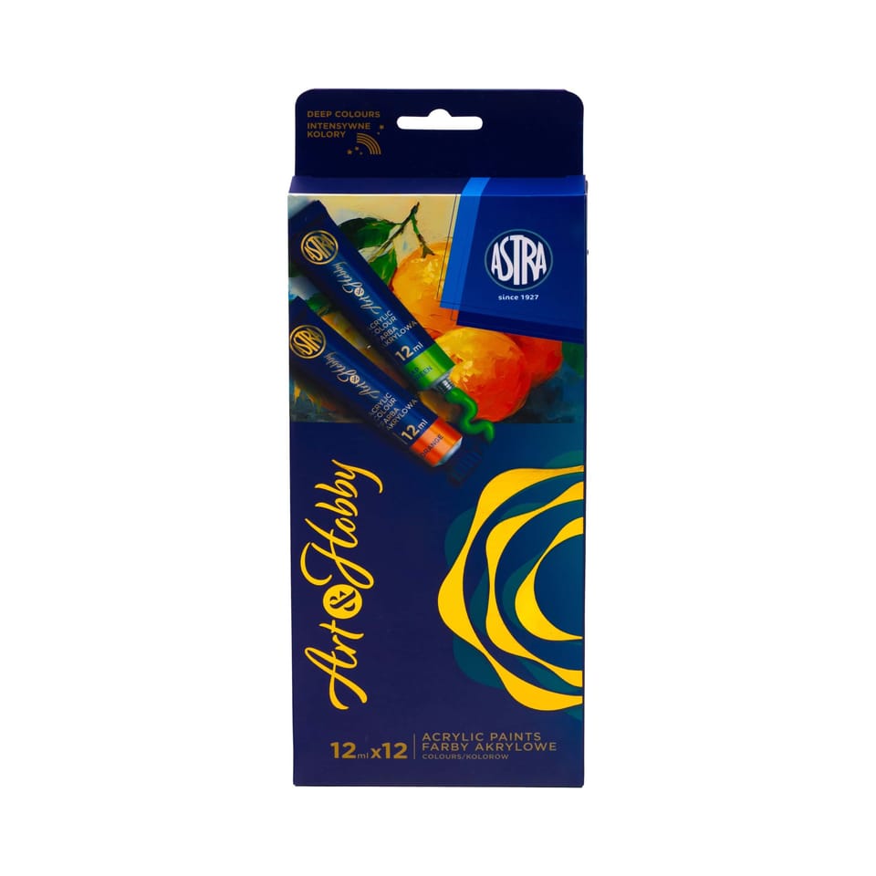 Zestaw farb akwarelowych Art&Hobby 12 kolorów 12ml. 602124004 ASTRA
