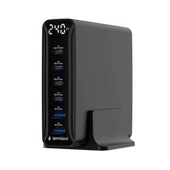 Ładowarka sieciowa Gembird TA-UC-2A4C-PD240-01-BK 6 port&oacute;w USB 2xA+4xC 240W czarna