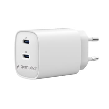 Ładowarka sieciowa Gembird TA-UC-2C-PD45-01-W 2 porty USB-C 45W biała