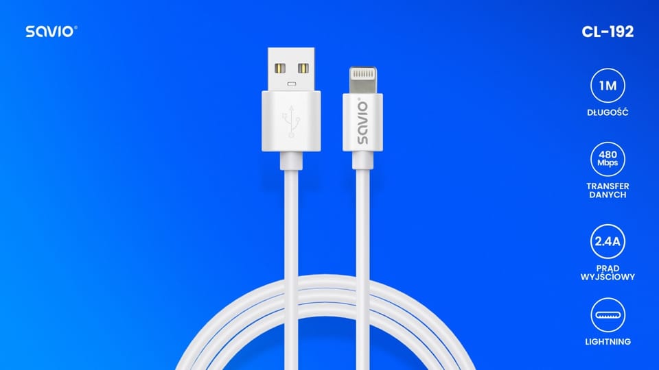 Kabel USB-A do Lightning CL-192 1m biały