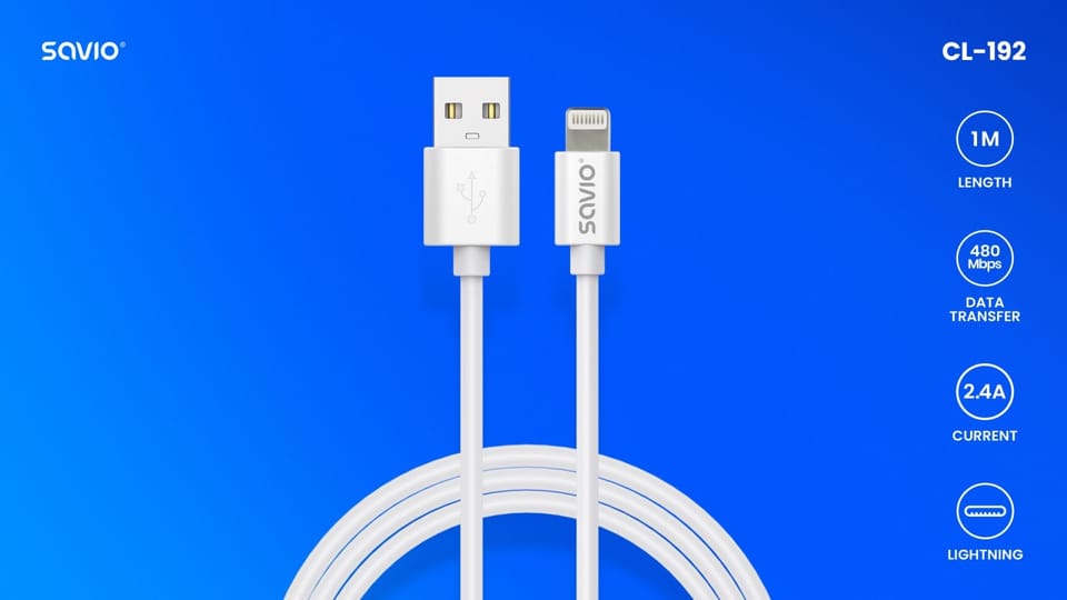CL-192 USB-A to Lightning Cable - 1 m, White