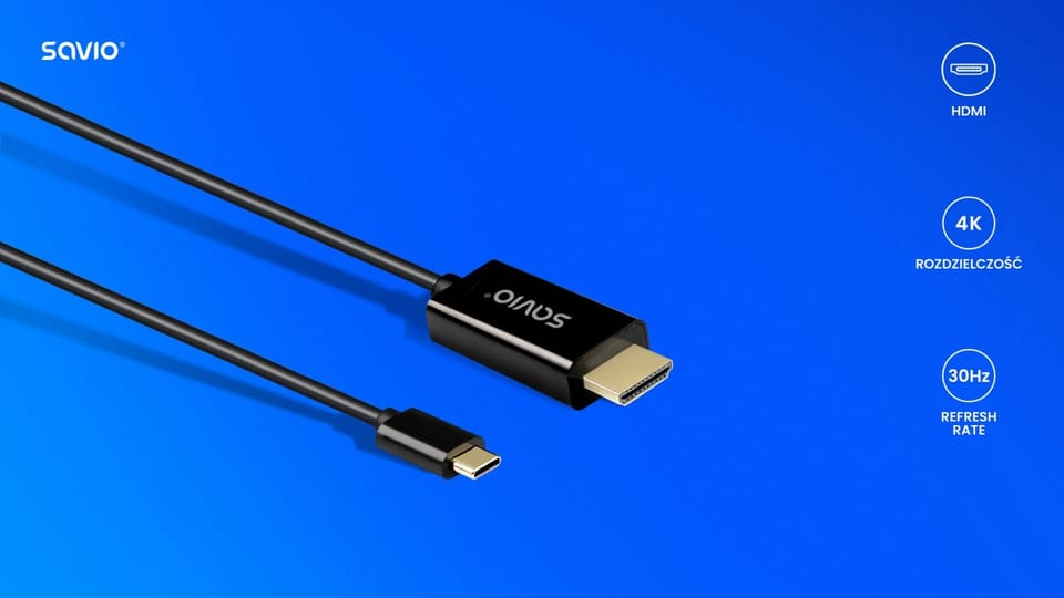 Kabel USB-C do HDMI CL-191 30Hz, 2m plastik