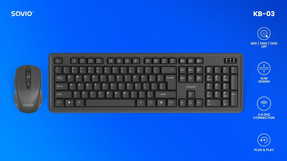 Keyboard and mouse set SAVIO KB-03 wireless