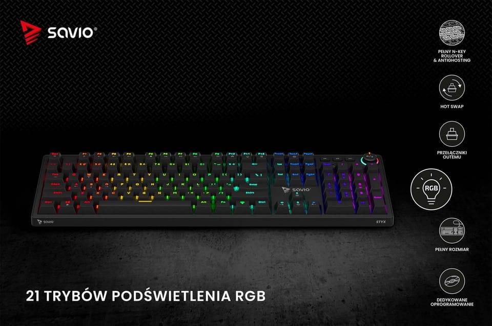 Klawiatura mechaniczna STYX Outemu Red Hot Swap RGB
