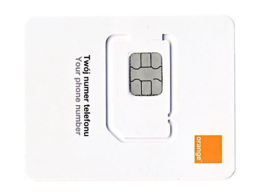 Starter karta SIM Orange na białym tle