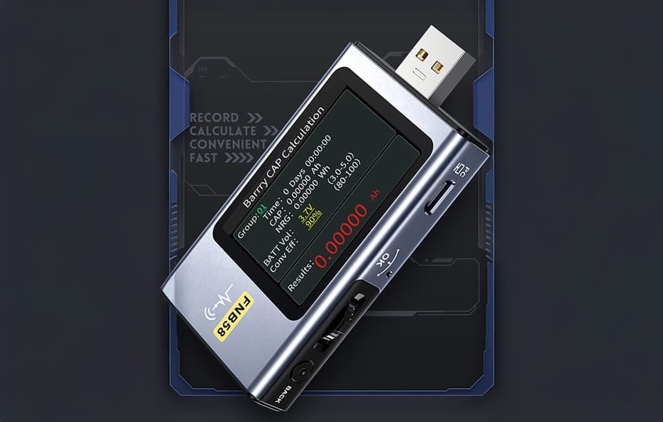 tester portu USB na futurystycznym ciemnym tle