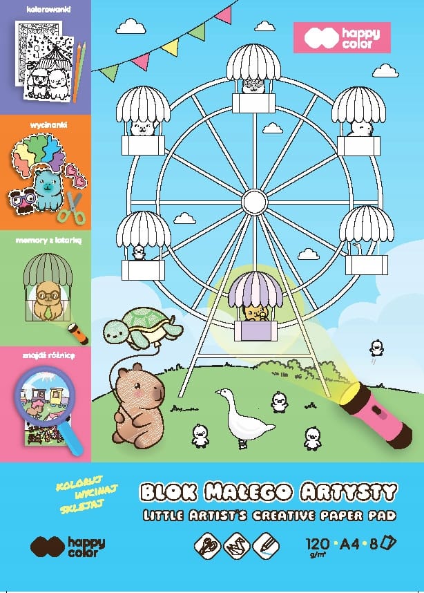 Blok kolorowanka Małego Artysty A4 Kapi Fun 120g/m2 8ark. HA 3812 2030-MAKF HAPPY COLOR