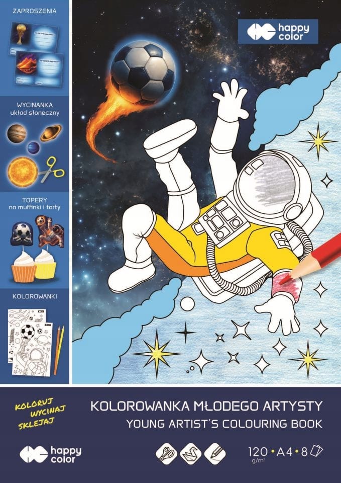 Blok kolorowanka Małego Artysty A4 Cosmo Ball 120g/m2 8ark. HA 4721 2030-CB01 HAPPY COLOR
