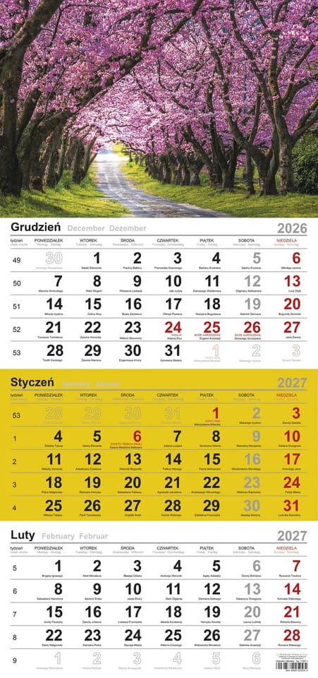 Kalendarz trójdzielny(H) ALEJA WIŚNIOWA T-106T-01 Michalczyk i Prokop