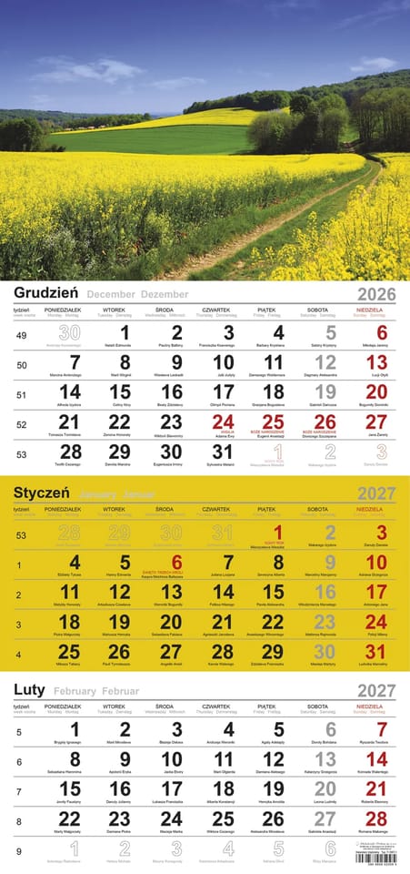 Kalendarz trójdzielny(H) POLE RZEPAKU T-106T-02 Michalczyk i Prokop