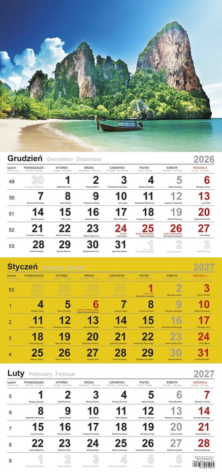 Kalendarz trójdzielny(H) EGZOTYCZNA PLAŻA T-106T-03 Michalczyk i Prokop