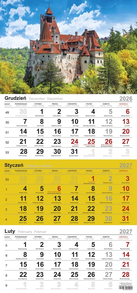 Kalendarz trójdzielny(H) ZAMEK T-106T-07 Michalczyk i Prokop