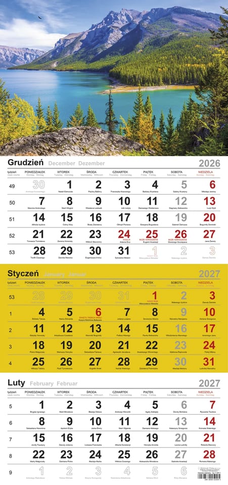 Kalendarz trójdzielny(H) GÓRSKIE JEZIORO T-106T-11 Michalczyk i Prokop