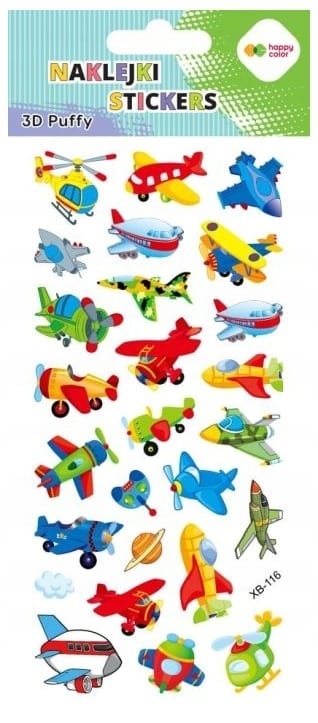 Naklejki 3D PUFFY Funny Aircraft 95mm x 220mm HA 4241 9522-KP04 HAPPY COLOR