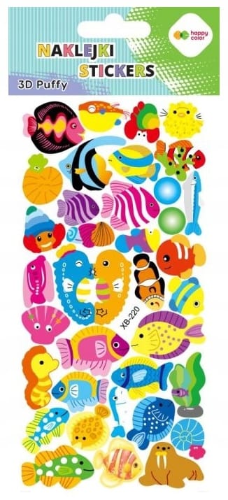 Naklejki 3D PUFFY Ocean Fishes 95mm x 220mm HA 4241 9522-KA04 HAPPY COLOR