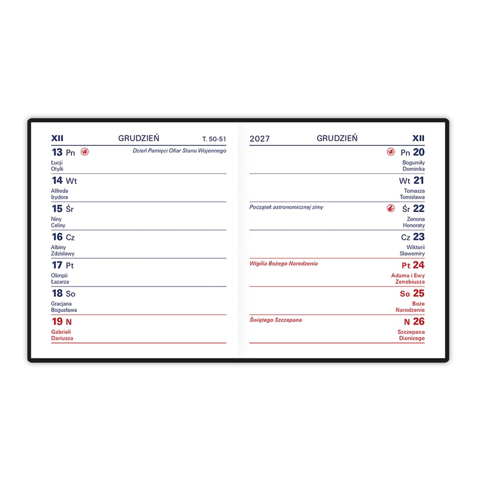 Kalendarz EWA IMPRESS kieszonkowy K3 71 x 81mm 2027 TELEGRAPH