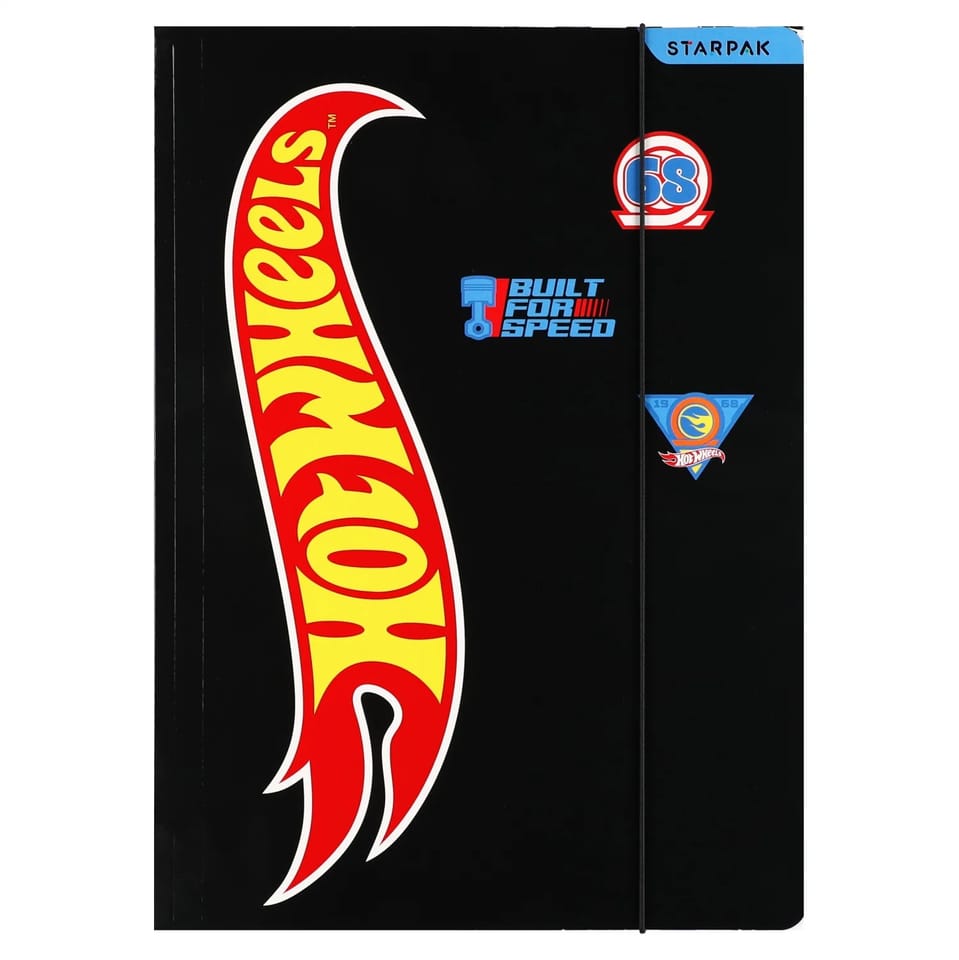 Teczka z gumką A4 HOT WHEELS czarna mix 583290 STARPAK