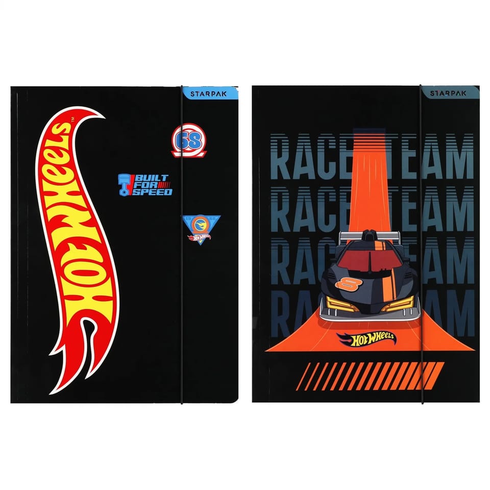 Teczka z gumką A4 HOT WHEELS czarna mix 583290 STARPAK