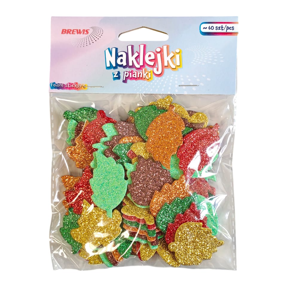 Naklejki z pianki PVC72 LIŚCIE z brokatem BREWIS