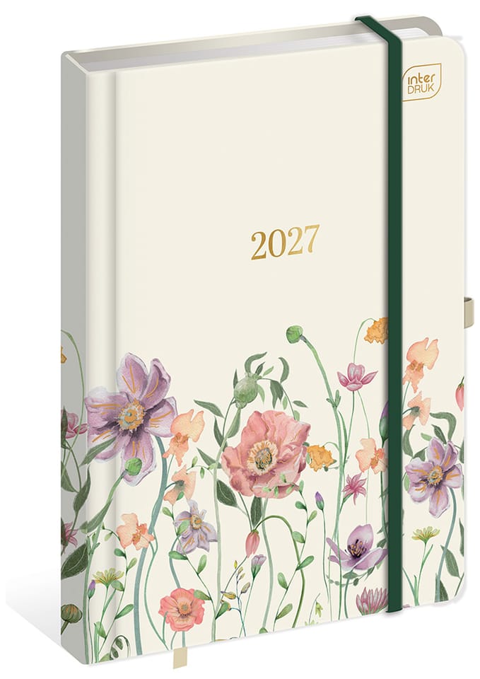 Kalendarz książkowy 2027 A5 192 Metallic Flowers INTERDRUK