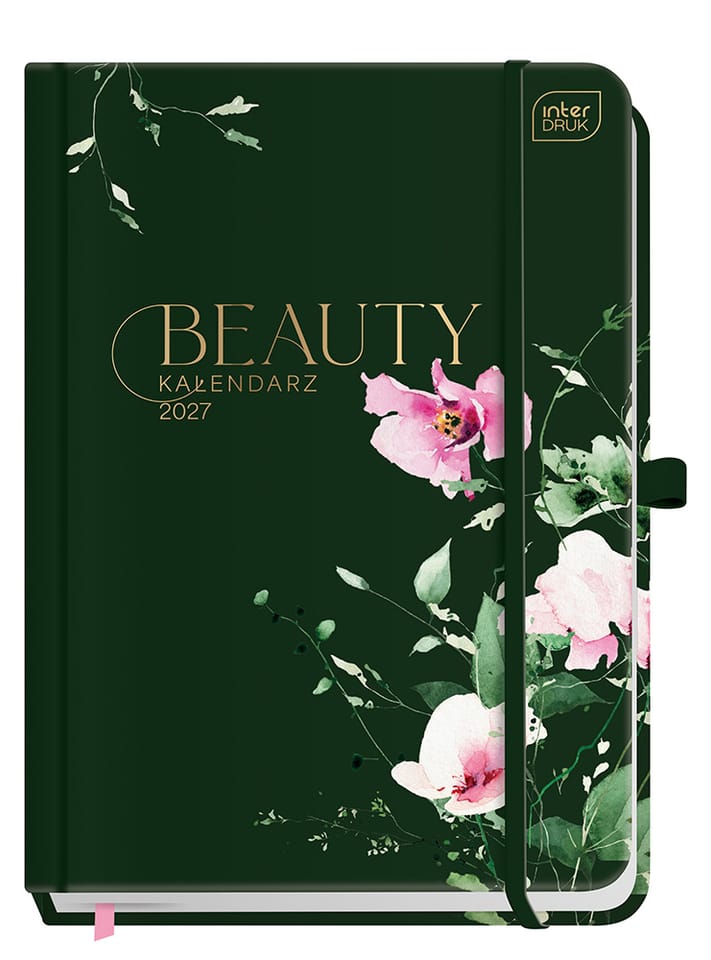 Kalendarz książkowy 2027 A5 192 Beauty Metallic z kieszonką Sweet Peas INTERDRUK