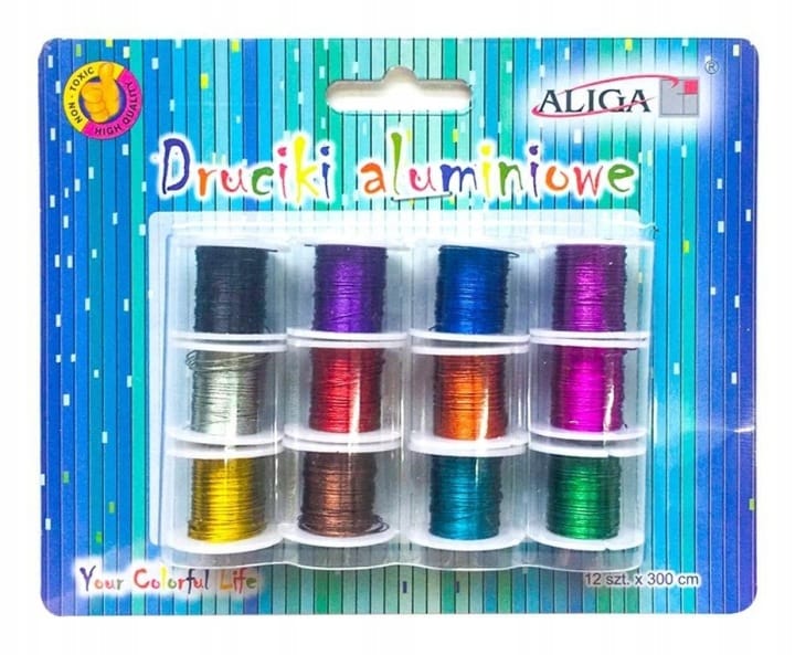 Druciki aluminiowe na szpulkach DA-3687 0.3mm x 3m 12kol. ALIGA