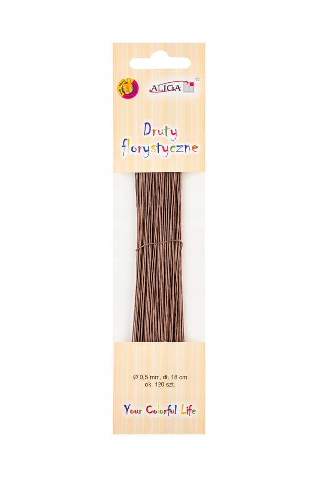 Druty florystyczne DA-4008 brązowe rozm. 0,5mm x 18cm 120szt. ALIGA
