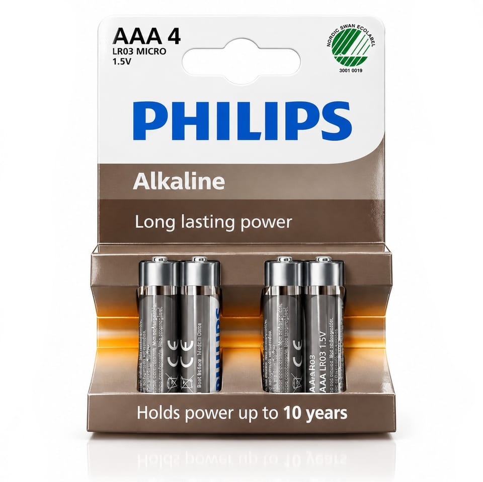 Bateria Alkaliczna Philips 1,5V LR03 AAA Alkaline - Blister 4 Sztuki