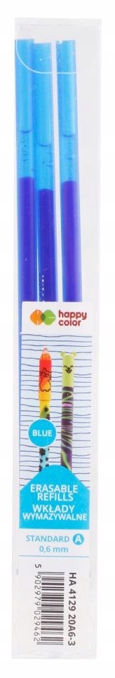 Wkłady wymazywalne 0.6mm niebieskie 3szt. w etui HA 4129 20A6-3 HAPPY COLOR