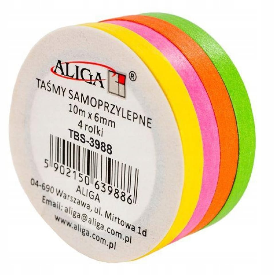 Taśma matowa samoprzylepna 6mm x 10m 4 rolki TBS-3988 ALIGA