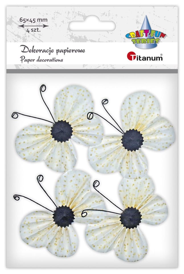 Motyle papierowe 3D (4szt.) 6,5x4,5cm 491121 TITANUM