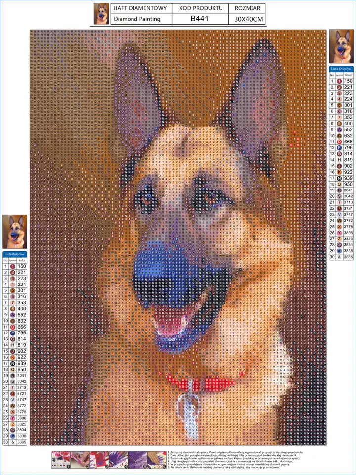 Diamond Embroidery, Painting, Diamond Mosaic Diamond Painting, DOG - GERMAN SHEPHERD 30x40cm