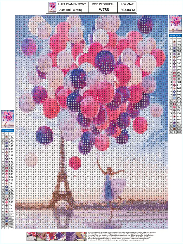 Diamond Embroidery, Painting, Diamond Mosaic Diamond Painting, COLORFUL BALLOONS 30x40cm