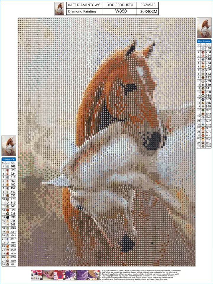 Haft Diamentowy, Obraz, Mozaika Diamentowa Diamond Painting, DWA KONIE 30x40cm